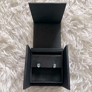 David Yurman Petite Chateline Stud Earrings. Sterling silver w/ Blue Topaz.